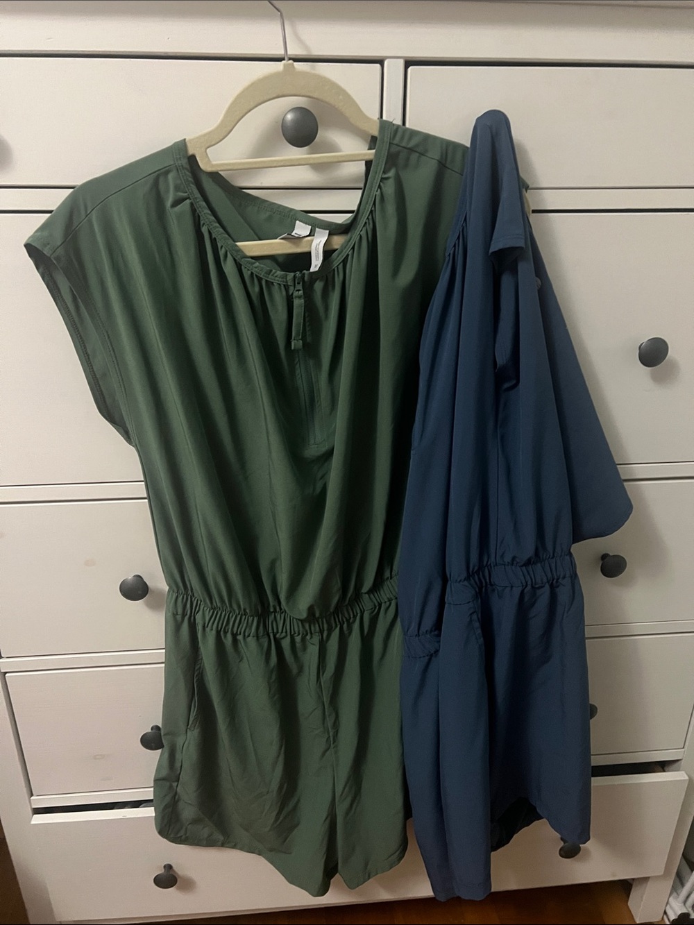 Zella Olive Green Mini Dress with Navy Accent
